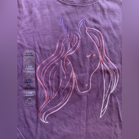 GAP KIDS girls L (10/12) Purple Ombre Sparkle Unicorn Long SleeveT-Shirt bundle - Picture 3 of 11